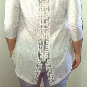All@Once lightwgt Sweater with Crochet Back Detail
